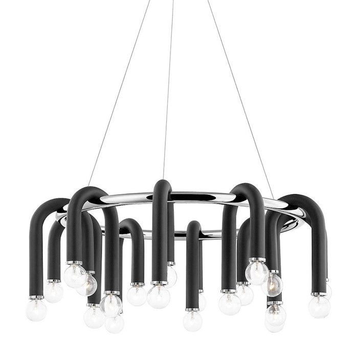 Mitzi Whit 20 Light Chandelier, Polished Nickel/Black - H382820-PN-BK