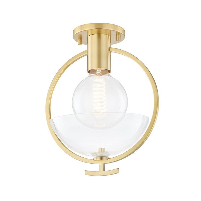 Mitzi Ringo 1 Light Semi Flush, Aged Brass/Clear - H387601-AGB