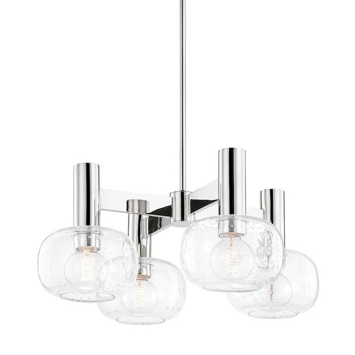 Mitzi Harlow 4 Light Chandelier, Polished Nickel/Clear Seeded - H403804-PN