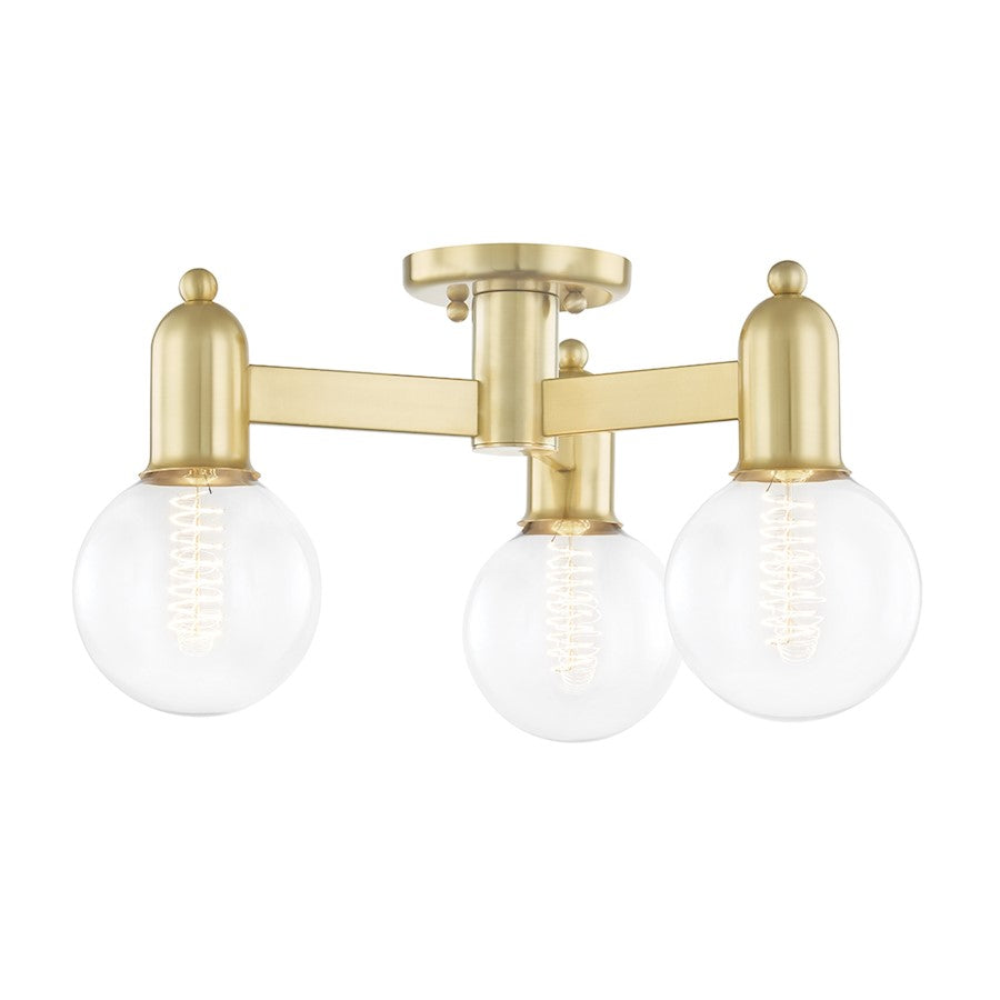 Mitzi Bryce 3 Light Semi Flush Mount, Aged Brass - H419603-AGB