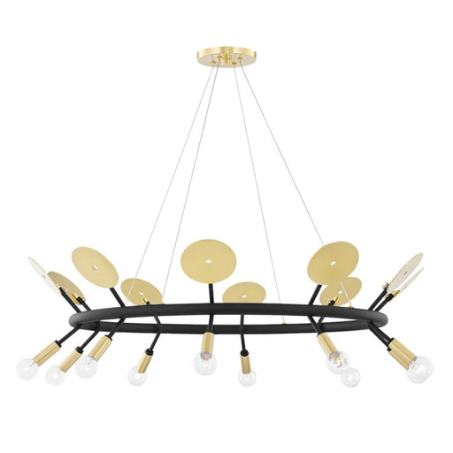 Mitzi Fern 10 Light Chandelier, Aged Brass/Black - H427810-AGB-BK