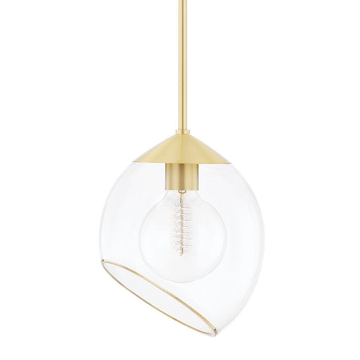 Mitzi Claudia 1 Light Pendant, Aged Brass/Clear/Gold Trim - H442701-AGB