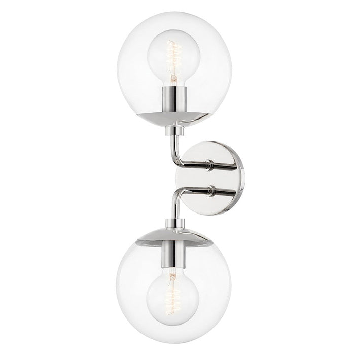 Mitzi Meadow 2 Light Wall Sconce, Polished Nickel/Clear - H503102-PN