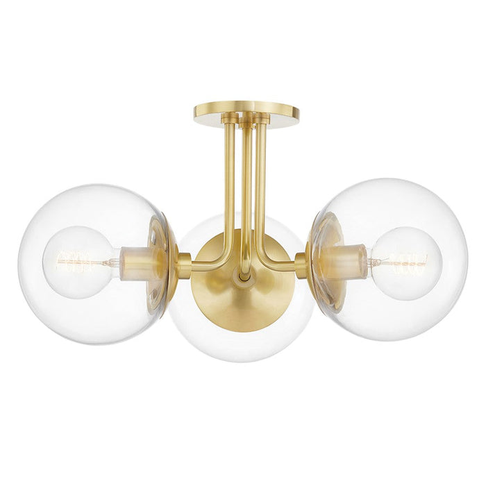 Mitzi Meadow 3 Light Semi Flush, Aged Brass/Clear - H503603-AGB