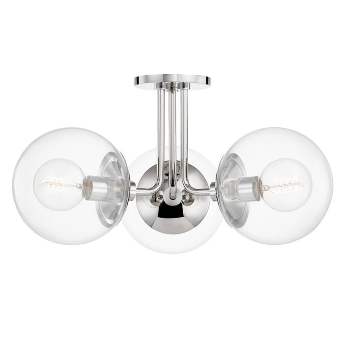 Mitzi Meadow 3 Light Semi Flush, Polished Nickel/Clear - H503603-PN