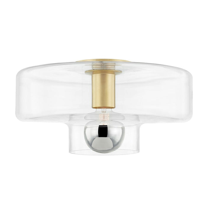 Mitzi Iona 1 Light Flush Mount, Aged Brass/Clear - H524501-AGB