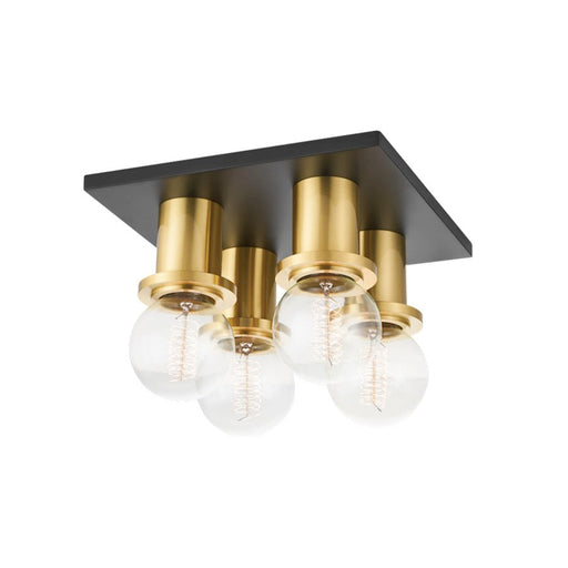 Mitzi Brandi 4 Light Flush Mount, Aged Brass/Soft Black - H526504-AGB-SBK