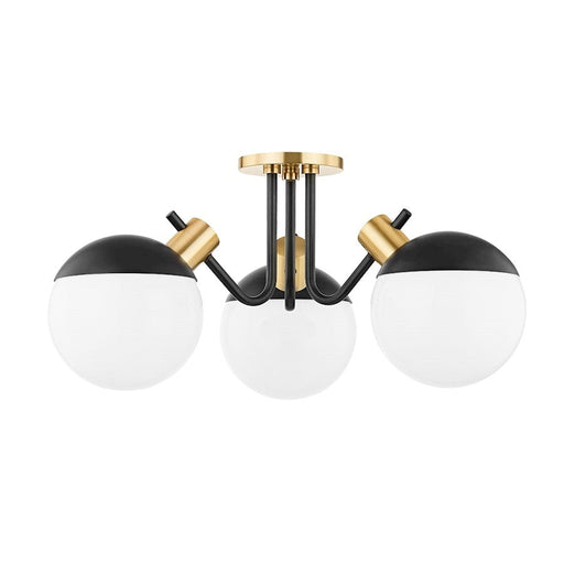 Mitzi Miranda 3 Light Semi Flush, Aged Brass/Soft Black/White - H573603-AGB-SBK