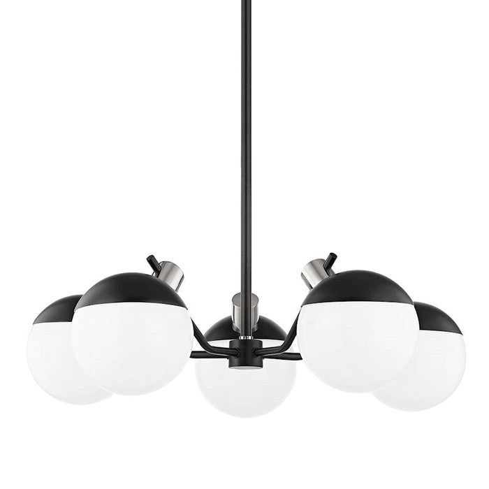 Mitzi Miranda 5 Light Chandelier, Nickel/Soft Black/White - H573805-PN-SBK