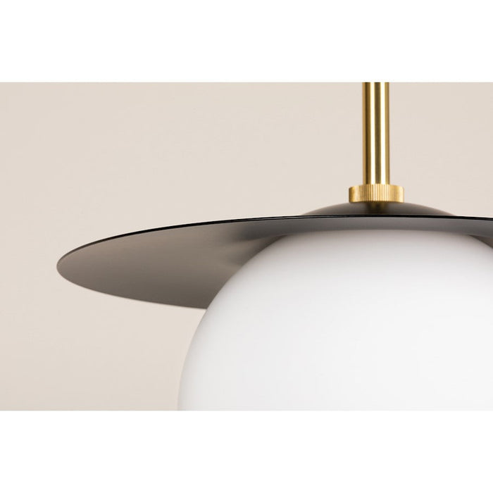 Mitzi Marlene 1 Light Pendant, Brass/Soft Black/White