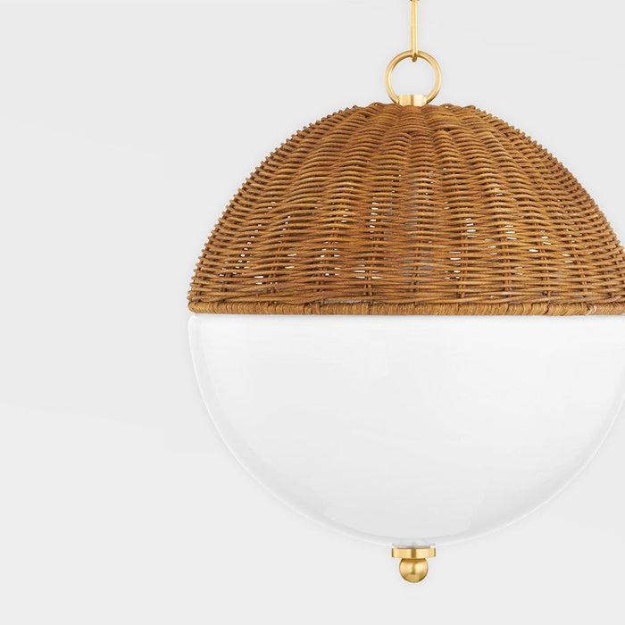 Mitzi Summer 1 Light Pendant, Aged Brass/White