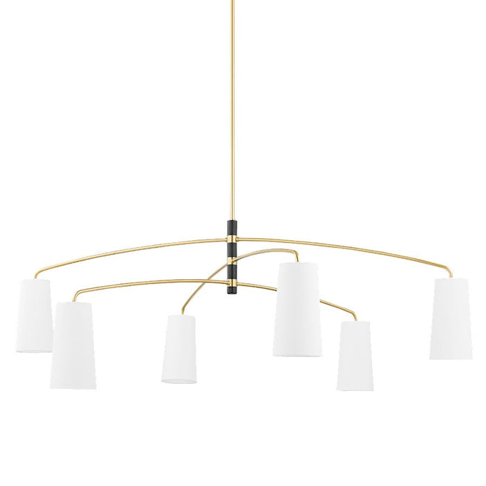 Mitzi Evelyn 6 Light Chandelier, Aged Brass/Soft Black/White - H612806-AGB-SBK