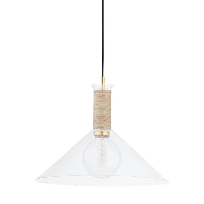 Mitzi Besa 1 Light Pendant, Aged Brass/Clear