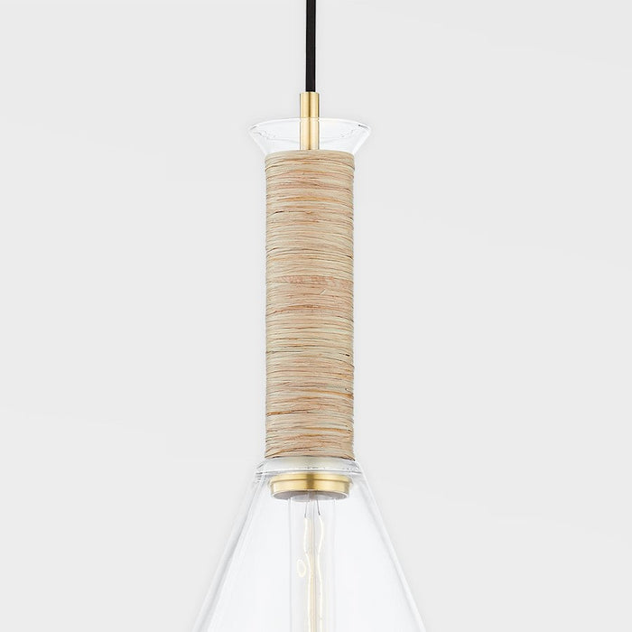 Mitzi Besa 1 Light Pendant, Aged Brass/Clear