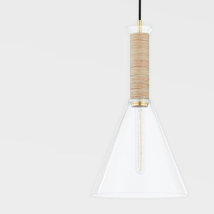 Mitzi Besa 1 Light Pendant, Aged Brass/Clear