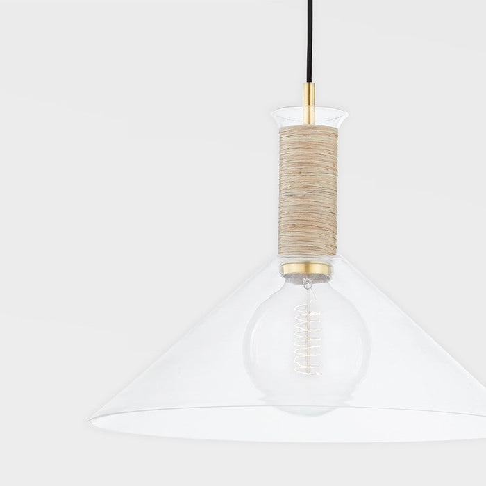 Mitzi Besa 1 Light Pendant, Aged Brass/Clear