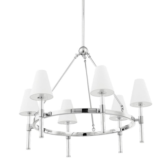 Mitzi Janelle 6 Light Chandelier, Polished Nickel/White - H630806-PN