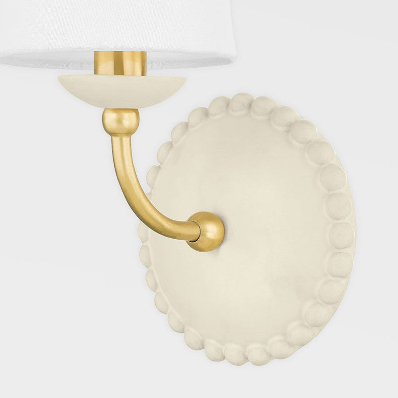 Mitzi Rhea 1 Light Wall Sconce, Aged Brass/White