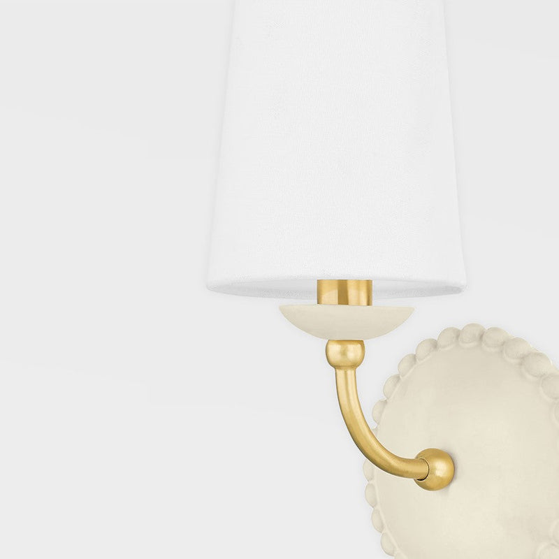 Mitzi Rhea 1 Light Wall Sconce, Aged Brass/White