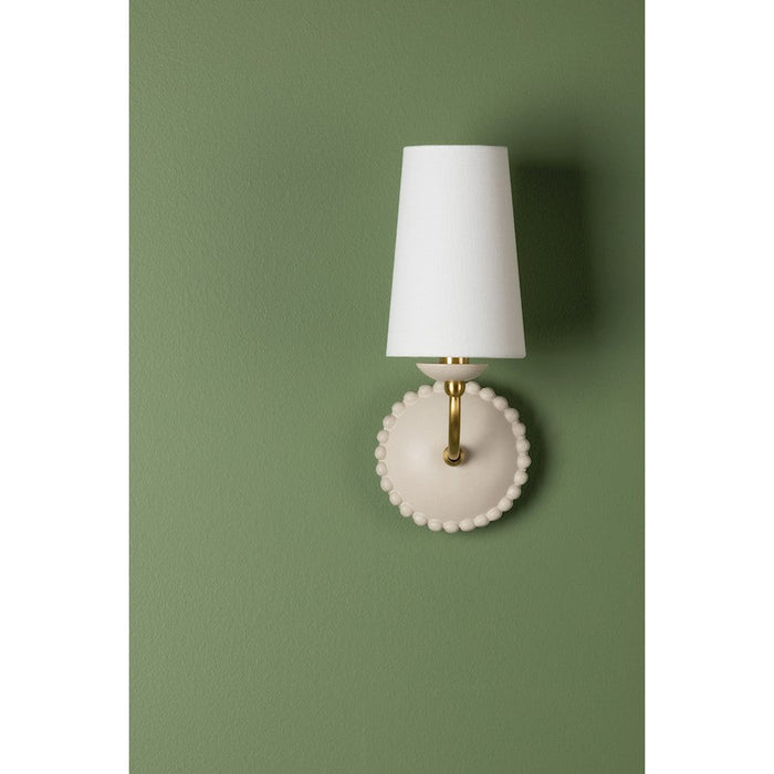 Mitzi Rhea 1 Light Wall Sconce, Aged Brass/White