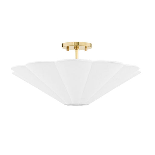 Mitzi Alana 3 Light Semi Flush Mount, Aged Brass/White - H676603-AGB