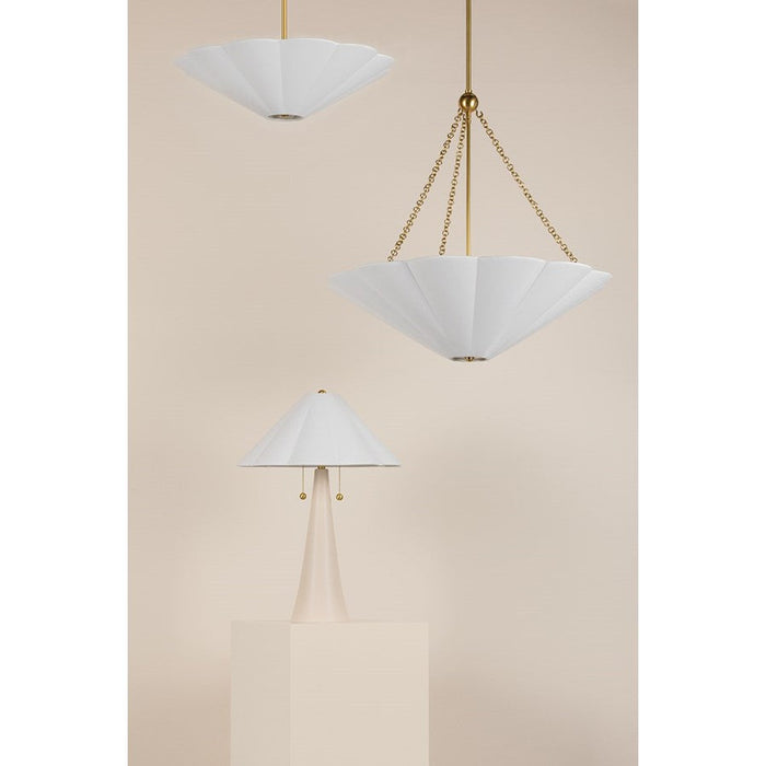 Mitzi Alana 3 Light Pendant, Aged Brass/White