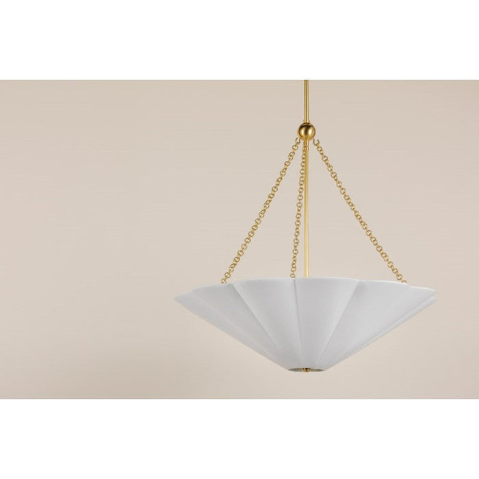 Mitzi Alana 3 Light Pendant, Aged Brass/White