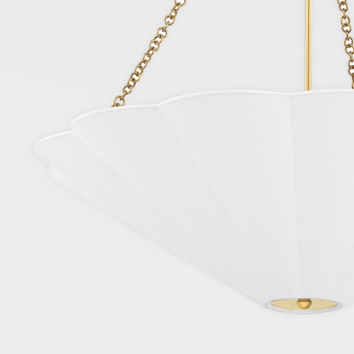 Mitzi Alana 3 Light Pendant, Aged Brass/White