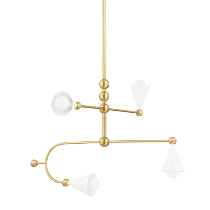 Mitzi Hikari 4 Light Chandelier, Aged Brass/Soft White - H681804-AGB-SWH