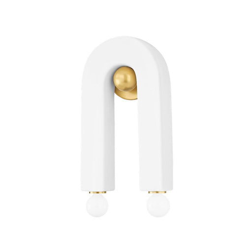 Mitzi Roshani 2 Light Sconce, Brass/Ceramic Raw Matte White - H685102-AGB-CMW