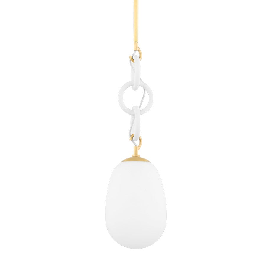 Mitzi Marina 1 Light Pendant, Aged Brass/White Combo - H690701-AGB-TWH