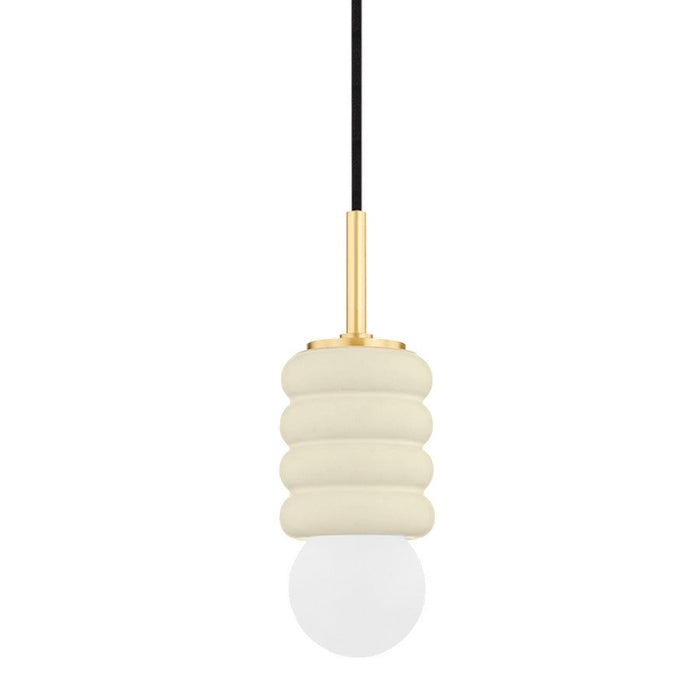 Mitzi Bibi 1 Light Pendant, Brass/Ceramic Antique Ivory - H691701-AGB-CAI