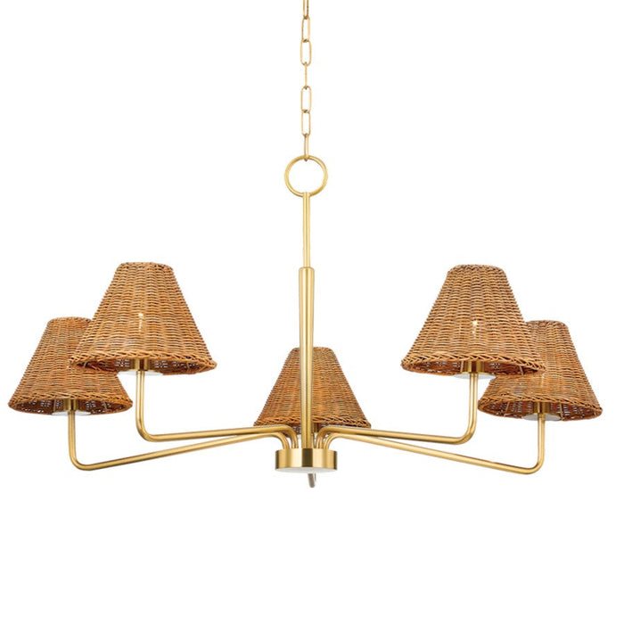 Mitzi Issa 5 Light Chandelier, Aged Brass - H704805-AGB