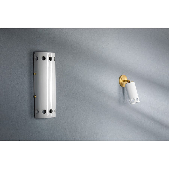 Mitzi Jean 2 Light Wall Sconce, Aged Brass/White