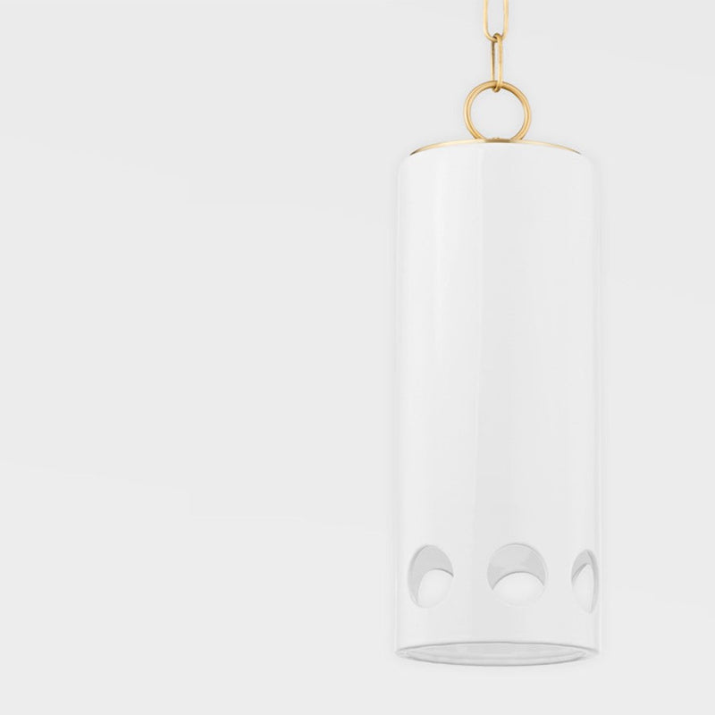 Mitzi Jean 1 Light Pendant, Aged Brass/White