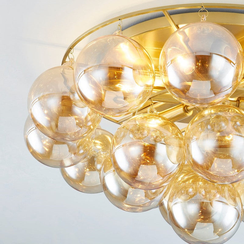 Mitzi Mimi 6 Light Flush Mount, Aged Brass/Champagne
