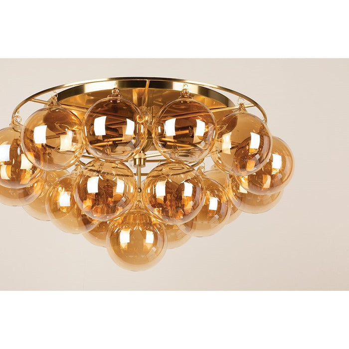 Mitzi Mimi 6 Light Flush Mount, Aged Brass/Champagne