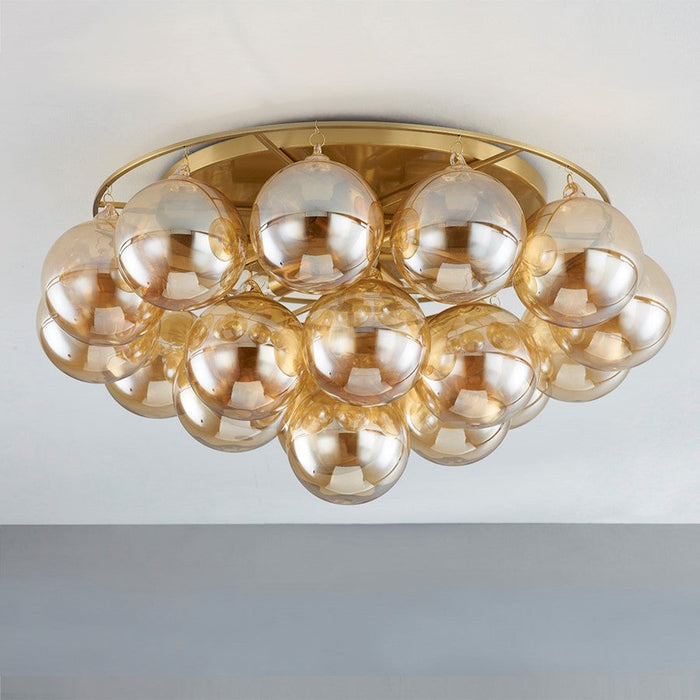 Mitzi Mimi 6 Light Flush Mount, Aged Brass/Champagne