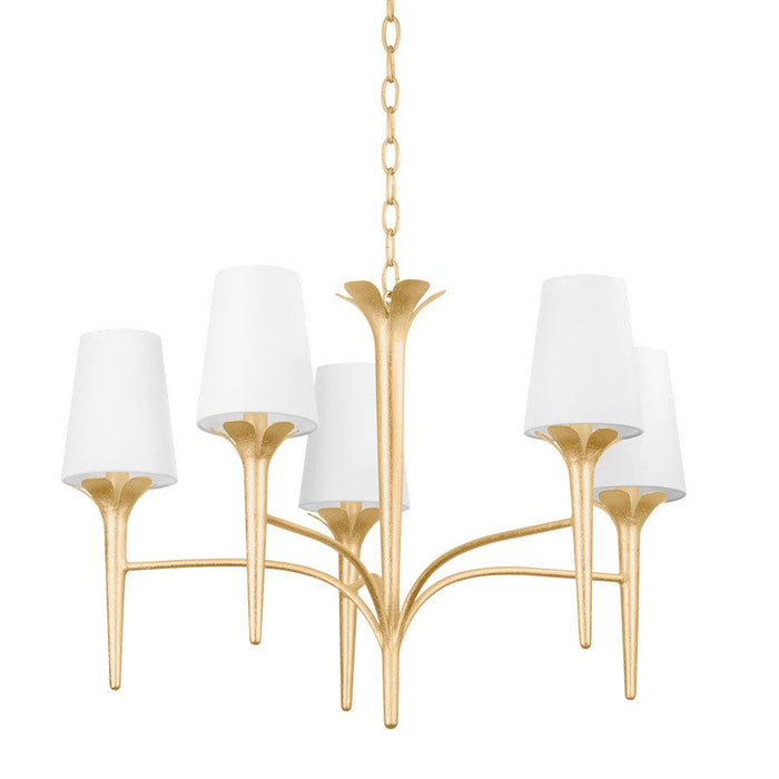 Mitzi Emily 5 Light Chandelier, Gold Leaf/White - H733805-GL