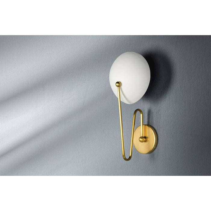 Mitzi Hattie 1 Light Wall Sconce, Brass/White/White