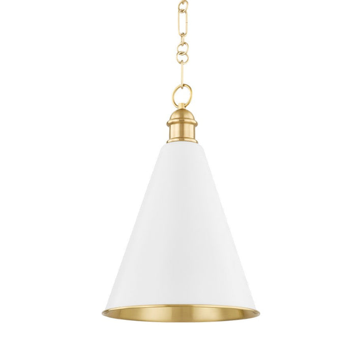 Mitzi Fenimore 1 Light Pendant, Aged Brass/White - H761701A-AGB-SWH