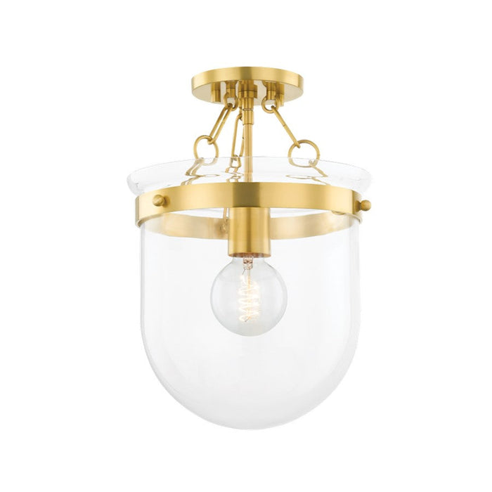 Mitzi Dunbar 1 Light Semi Flush Mount, Aged Brass/Clear - H763601-AGB