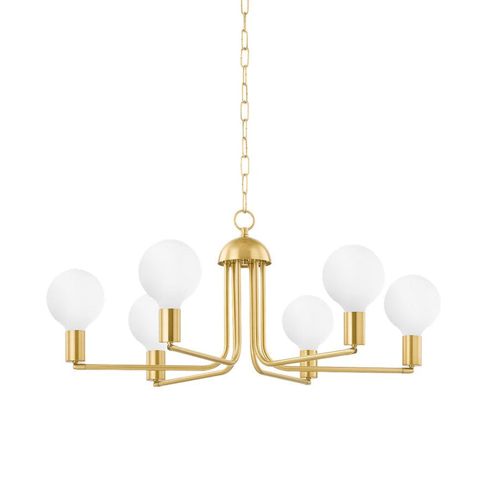 Mitzi Blakely 6 Light Chandelier, Aged Brass