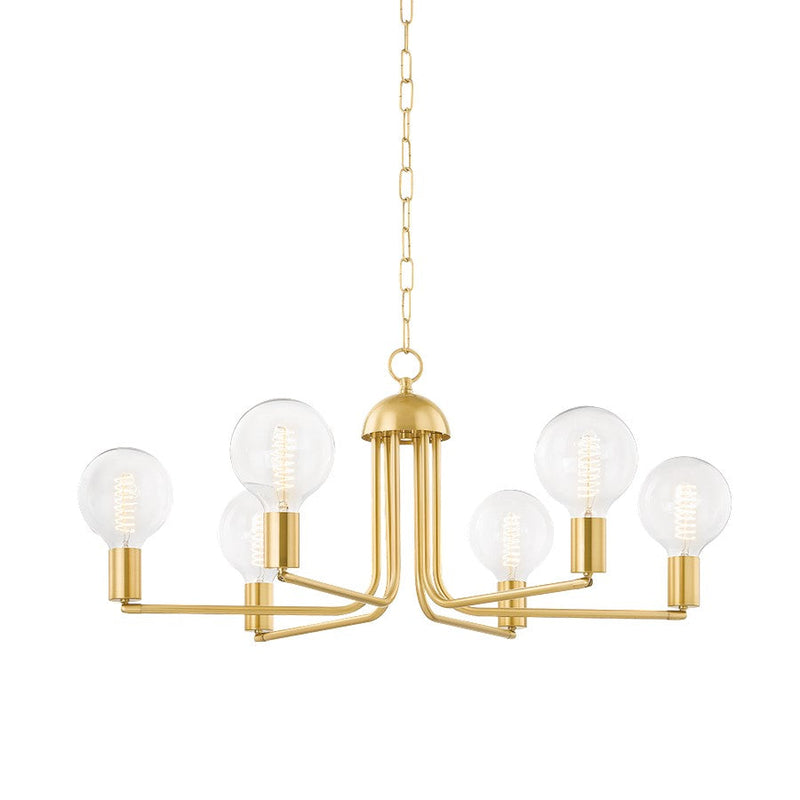 Mitzi Blakely 6 Light Chandelier, Aged Brass