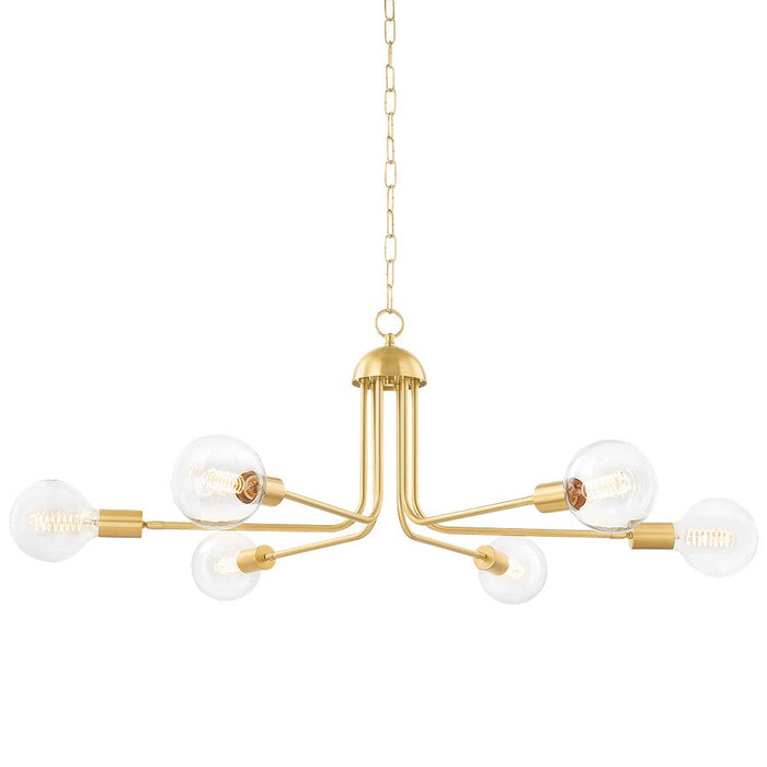 Mitzi Blakely 6 Light Chandelier, Aged Brass