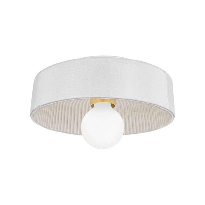 Mitzi Ray 1 Light Flush Mount, Brass/Ceramic White/White - H778501-AGB-CRW