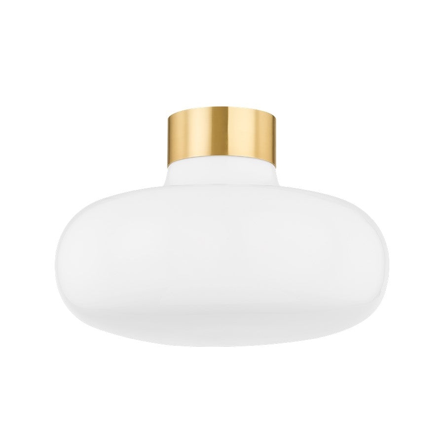 Mitzi Eliana 1 Light Flush Mount, Aged Brass/Opal Shiny - H785501-AGB