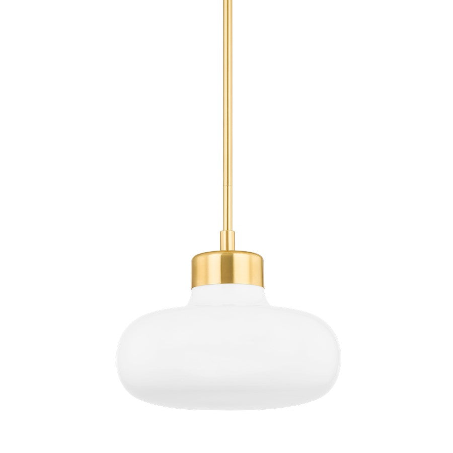 Mitzi Eliana 1 Light Pendant, Aged Brass/Opal Shiny - H785701-AGB