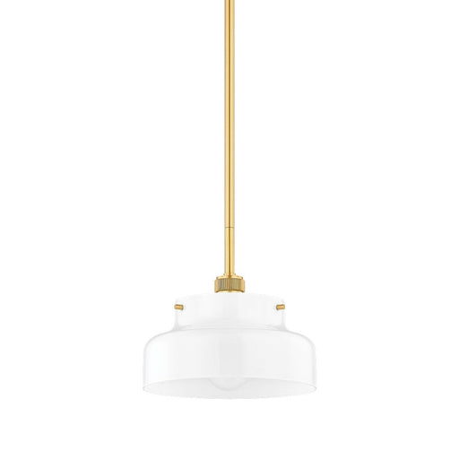 Mitzi Luella 1 Light 8" Pendant, Aged Brass/Opal Glossy - H790701S-AGB