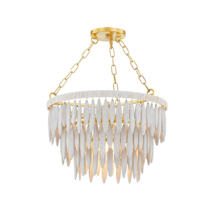 Mitzi Tiffany 1 Light Pendant, Brass/Cream Combo/White Washed